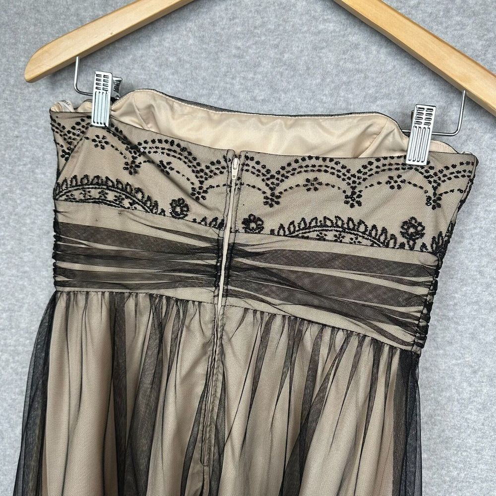 Davids Bridal Strapless Dress Size 8 A-Line Cocktail Beaded Black Tulle Empire - Picture 9 of 16